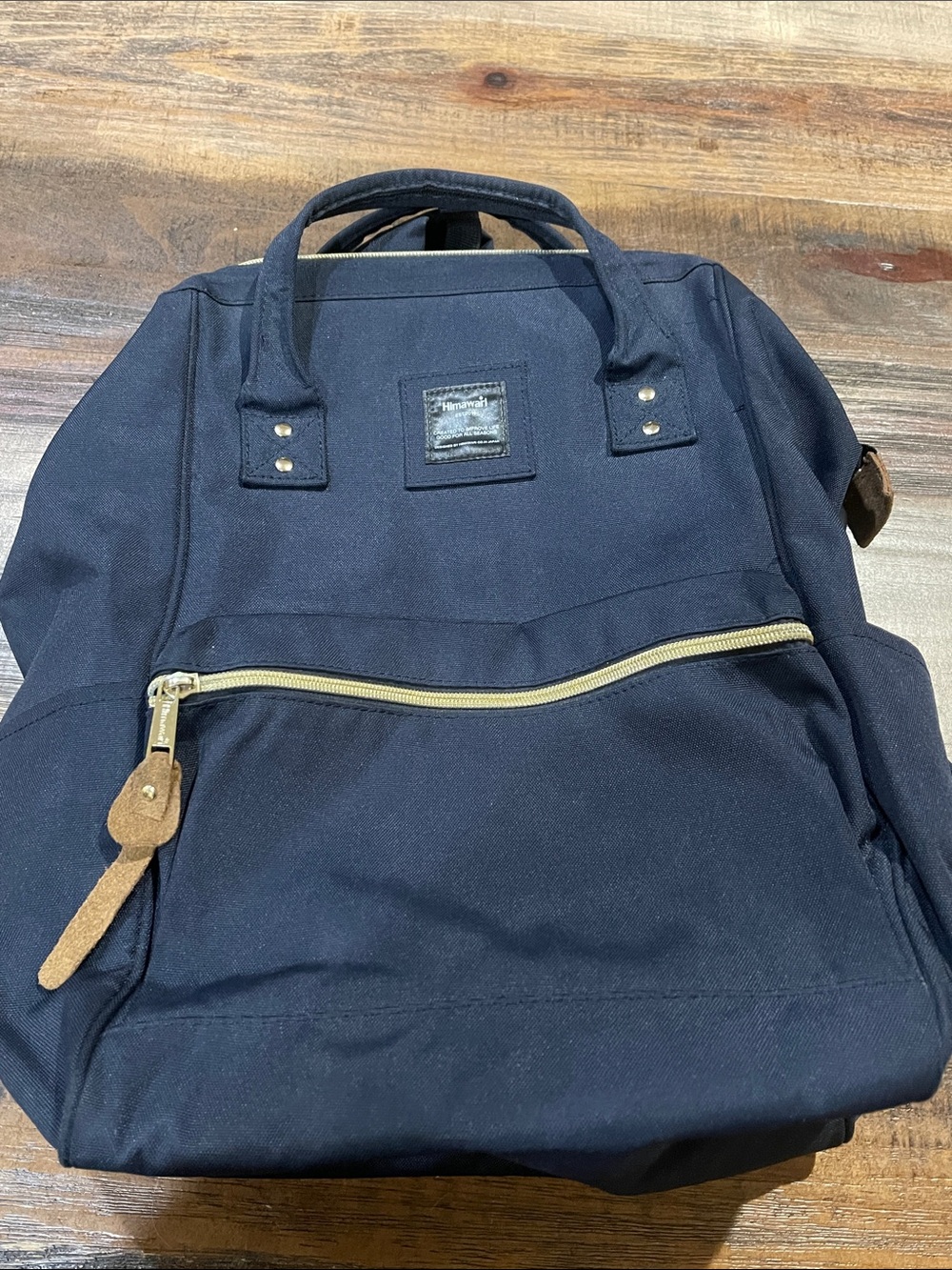 Men's Navy Canvas Backpack with Front Zip Pocket